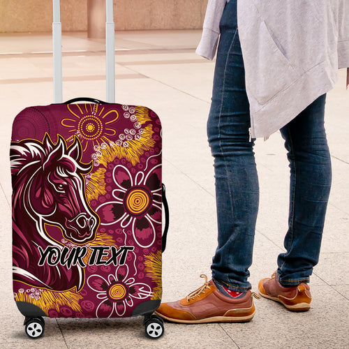Personalised Broncos NAIDOC Week 2024 Luggage Cover Aboriginal Fire Burning Sparks