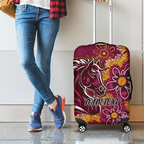 Personalised Broncos NAIDOC Week 2024 Luggage Cover Aboriginal Fire Burning Sparks