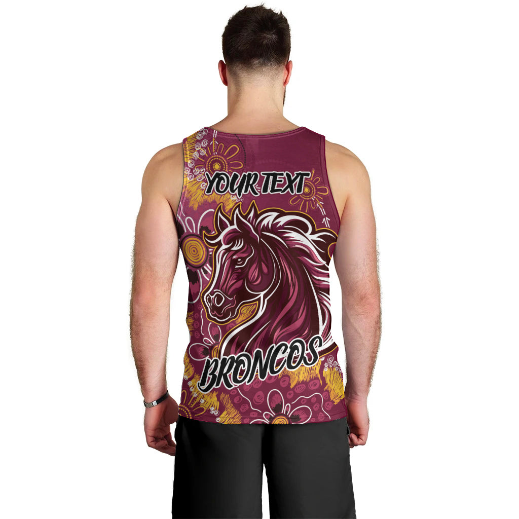 Personalised Broncos NAIDOC Week 2024 Men Tank Top Aboriginal Fire Burning Sparks