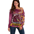 Personalised Broncos NAIDOC Week 2024 Off Shoulder Sweater Aboriginal Fire Burning Sparks