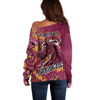 Personalised Broncos NAIDOC Week 2024 Off Shoulder Sweater Aboriginal Fire Burning Sparks