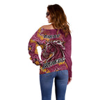 Personalised Broncos NAIDOC Week 2024 Off Shoulder Sweater Aboriginal Fire Burning Sparks