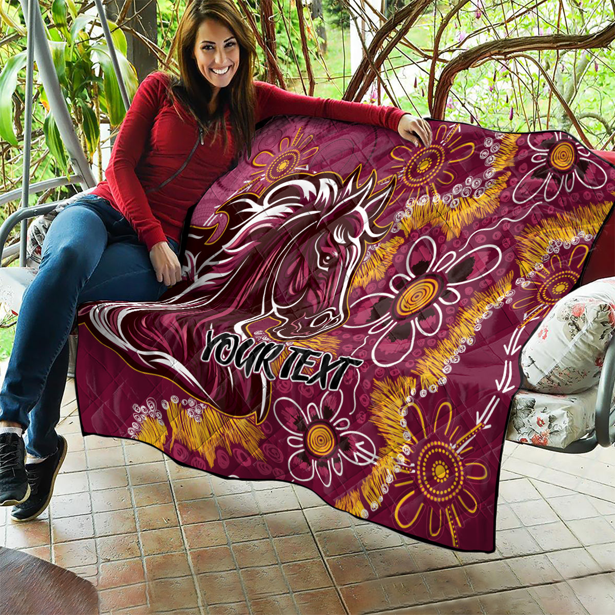 Personalised Broncos NAIDOC Week 2024 Quilt Aboriginal Fire Burning Sparks