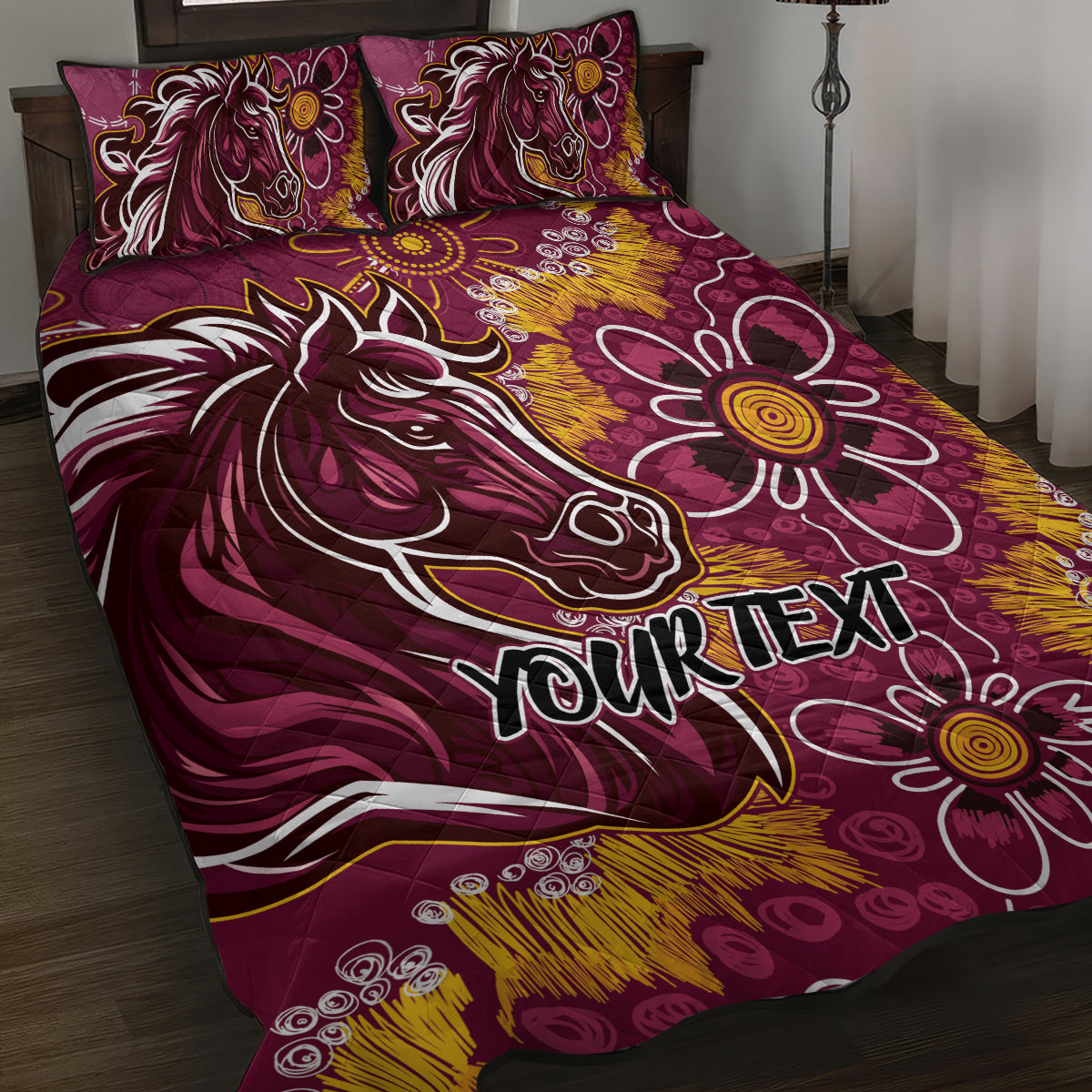 Personalised Broncos NAIDOC Week 2024 Quilt Bed Set Aboriginal Fire Burning Sparks