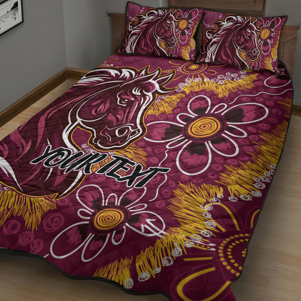 Personalised Broncos NAIDOC Week 2024 Quilt Bed Set Aboriginal Fire Burning Sparks