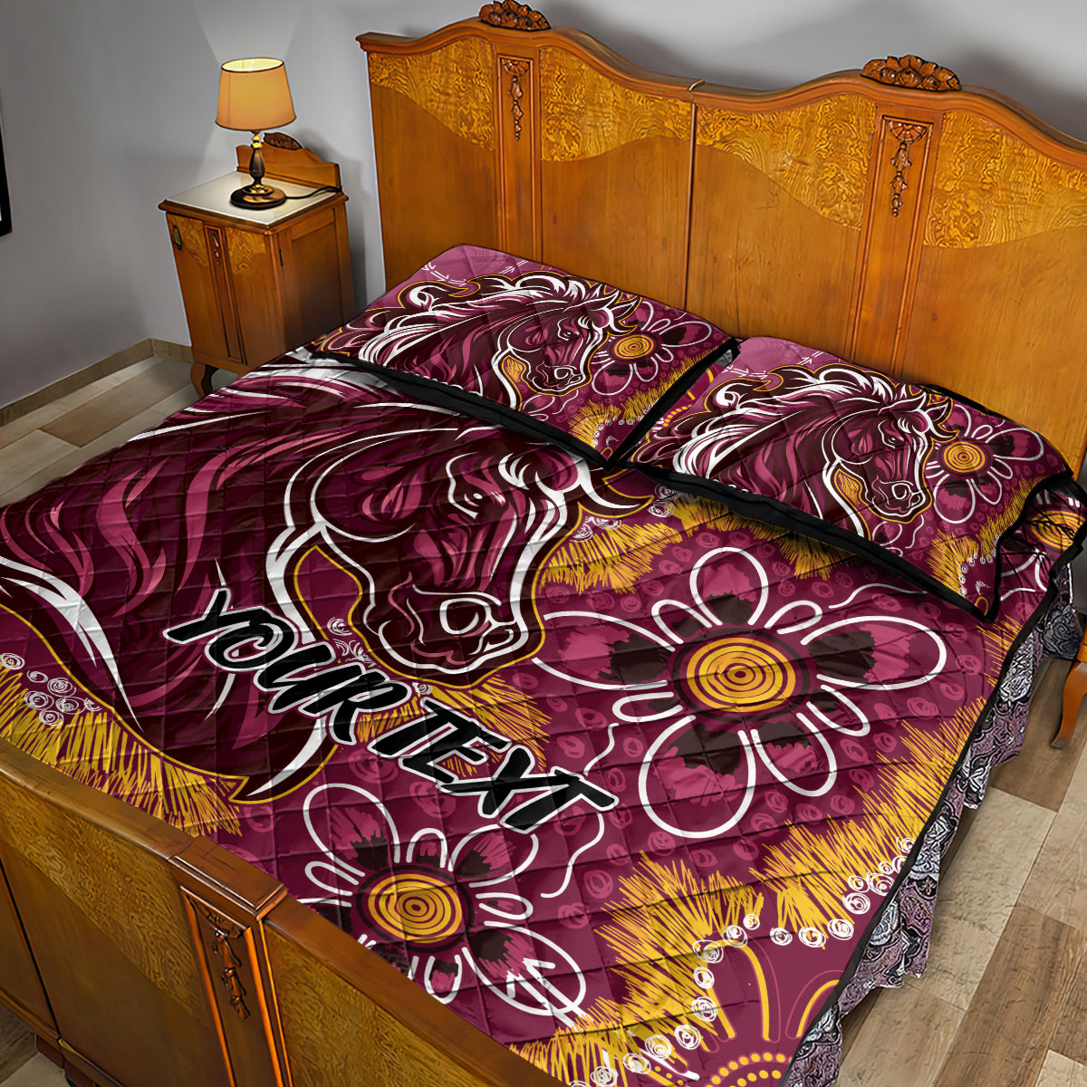 Personalised Broncos NAIDOC Week 2024 Quilt Bed Set Aboriginal Fire Burning Sparks