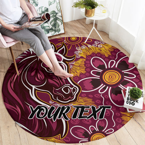 Personalised Broncos NAIDOC Week 2024 Round Carpet Aboriginal Fire Burning Sparks