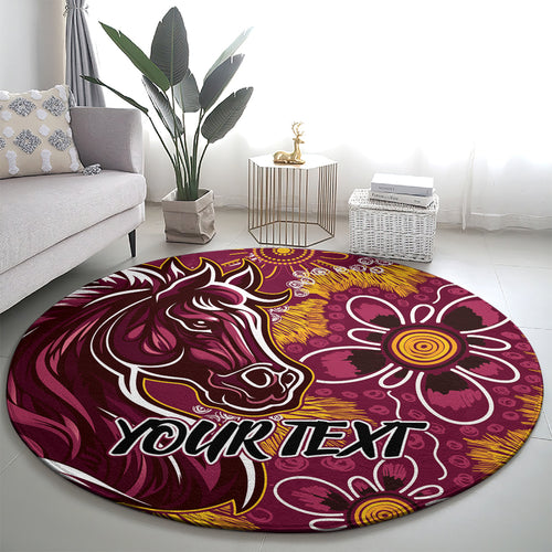 Personalised Broncos NAIDOC Week 2024 Round Carpet Aboriginal Fire Burning Sparks