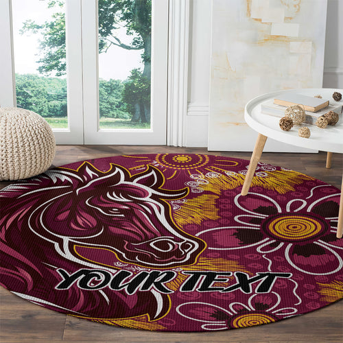 Personalised Broncos NAIDOC Week 2024 Round Carpet Aboriginal Fire Burning Sparks