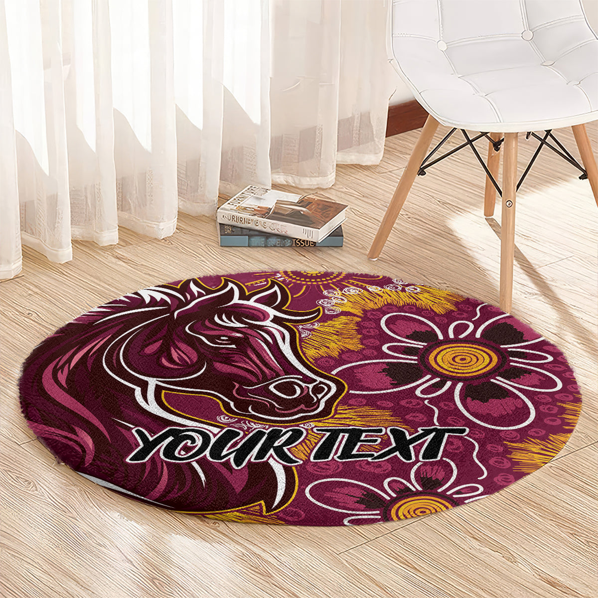 Personalised Broncos NAIDOC Week 2024 Round Carpet Aboriginal Fire Burning Sparks