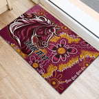 Personalised Broncos NAIDOC Week 2024 Rubber Doormat Aboriginal Fire Burning Sparks