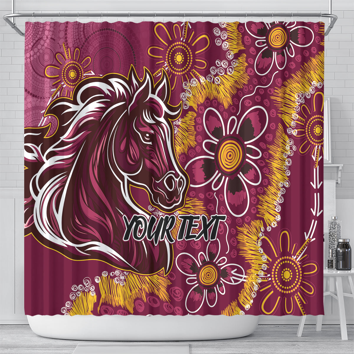 Personalised Broncos NAIDOC Week 2024 Shower Curtain Aboriginal Fire Burning Sparks