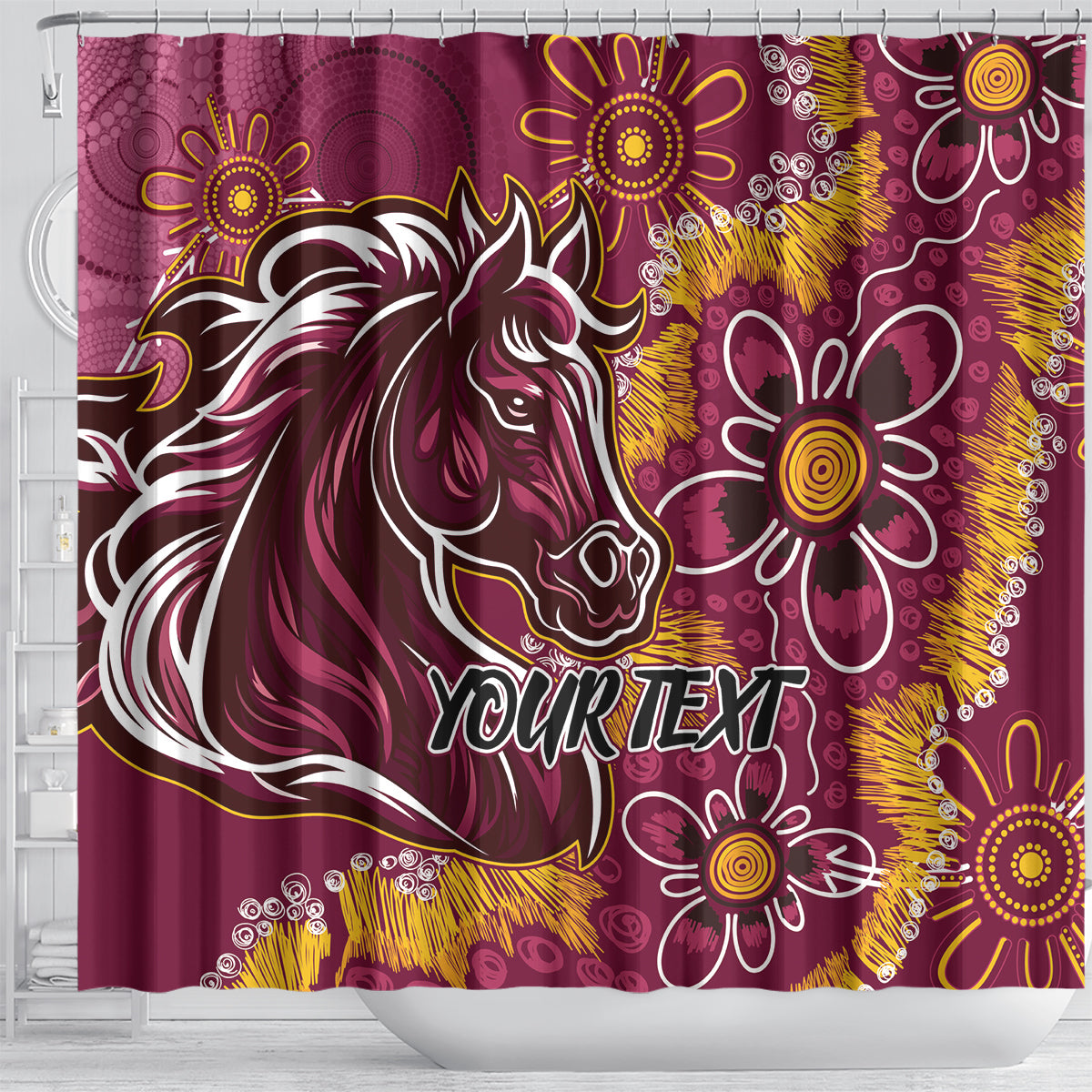 Personalised Broncos NAIDOC Week 2024 Shower Curtain Aboriginal Fire Burning Sparks