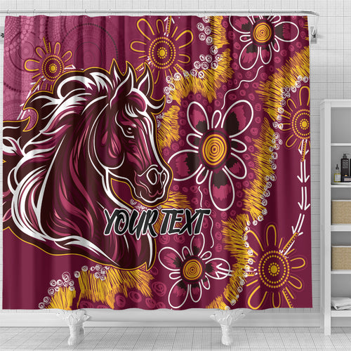 Personalised Broncos NAIDOC Week 2024 Shower Curtain Aboriginal Fire Burning Sparks