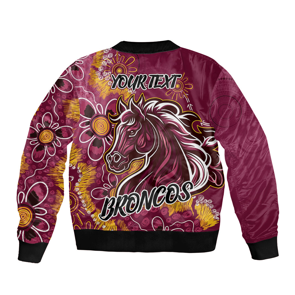 Personalised Broncos NAIDOC Week 2024 Sleeve Zip Bomber Jacket Aboriginal Fire Burning Sparks