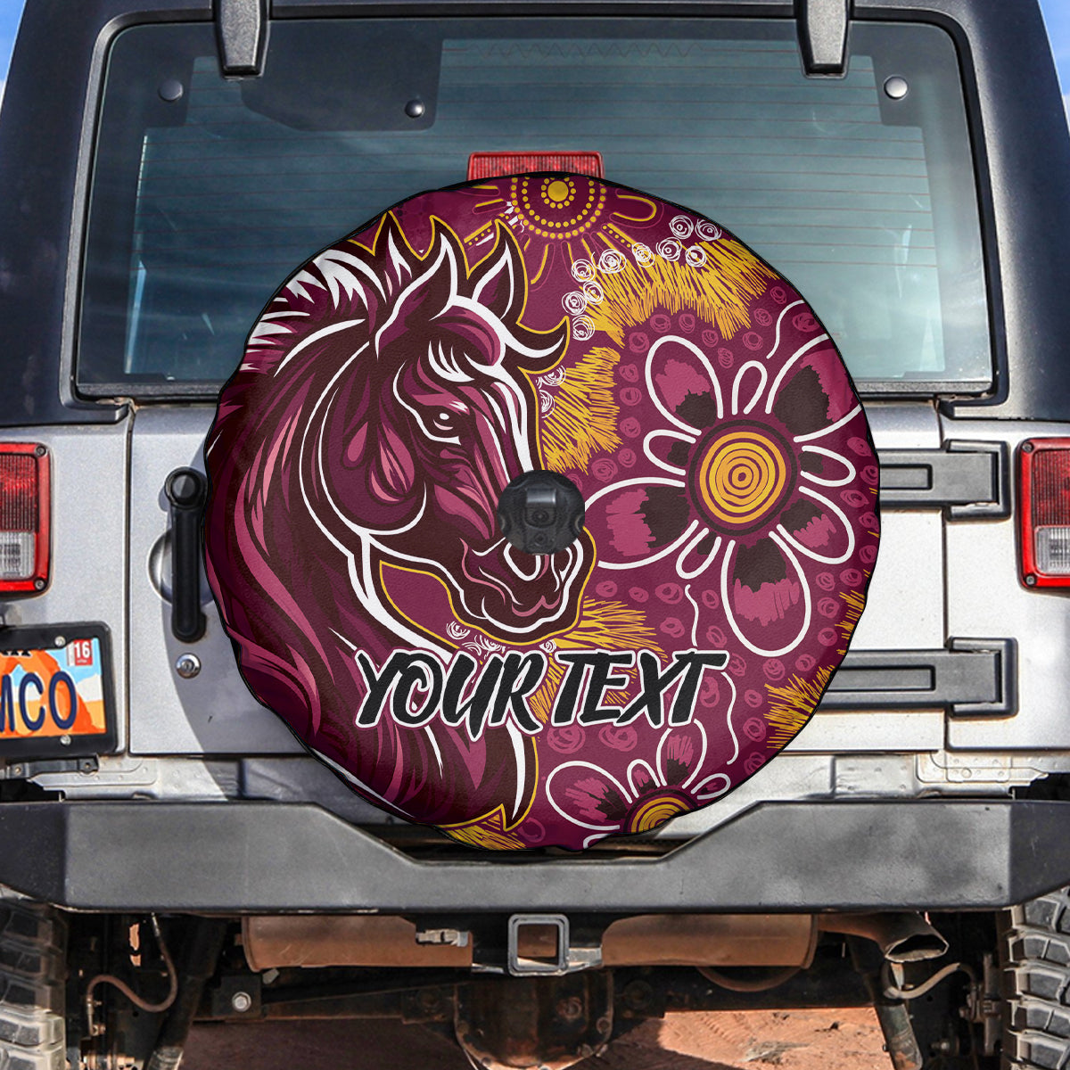 Personalised Broncos NAIDOC Week 2024 Spare Tire Cover Aboriginal Fire Burning Sparks