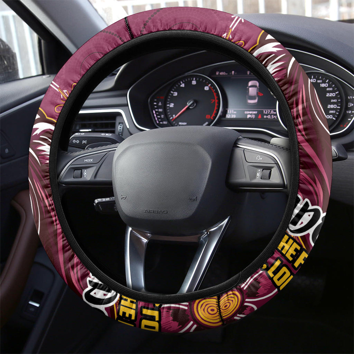 Broncos NAIDOC Week 2024 Steering Wheel Cover Aboriginal Fire Burning Sparks