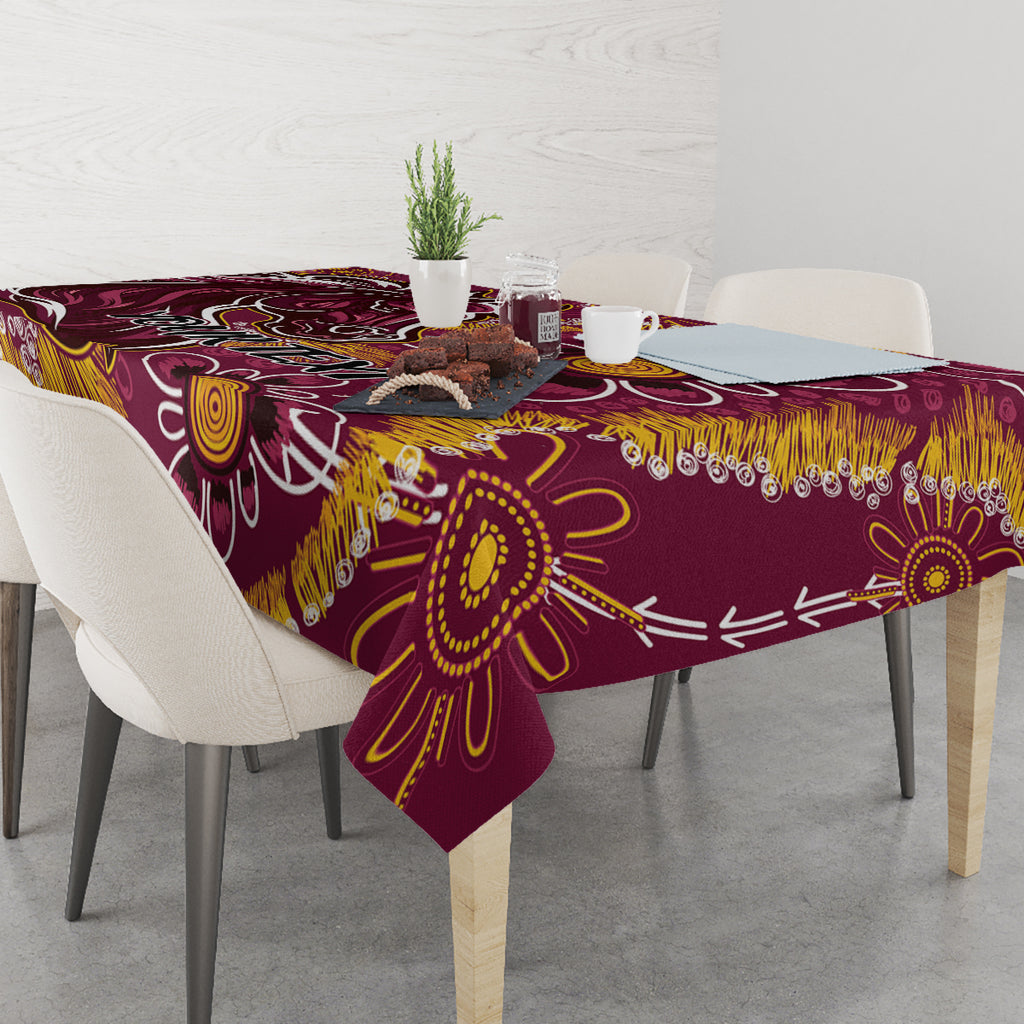 Personalised Broncos NAIDOC Week 2024 Tablecloth Aboriginal Fire Burning Sparks