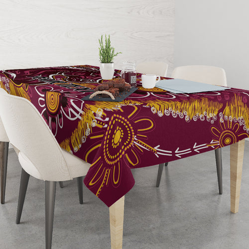 Personalised Broncos NAIDOC Week 2024 Tablecloth Aboriginal Fire Burning Sparks