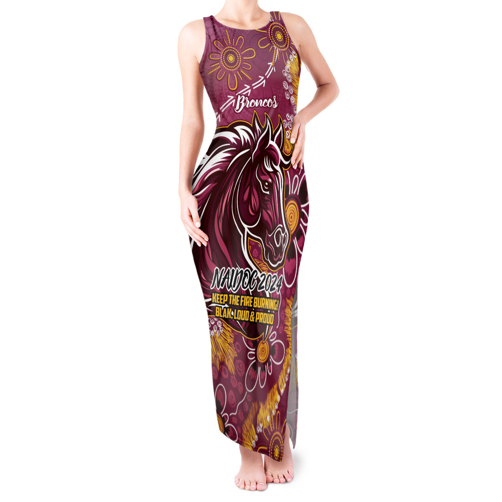 Personalised Broncos NAIDOC Week 2024 Tank Maxi Dress Aboriginal Fire Burning Sparks