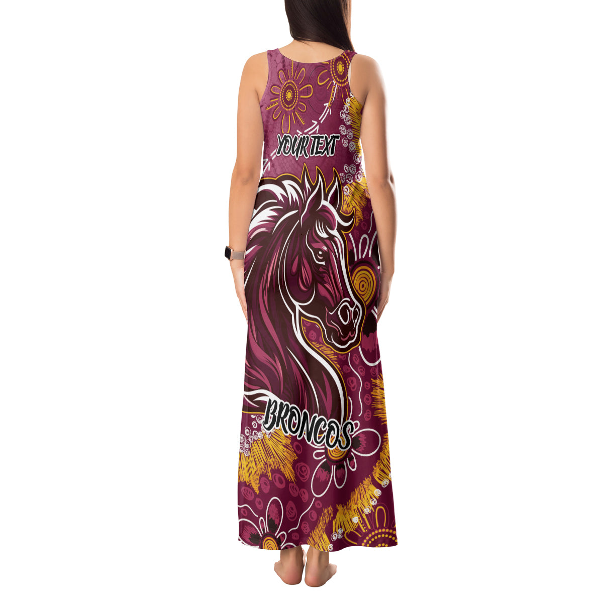 Personalised Broncos NAIDOC Week 2024 Tank Maxi Dress Aboriginal Fire Burning Sparks