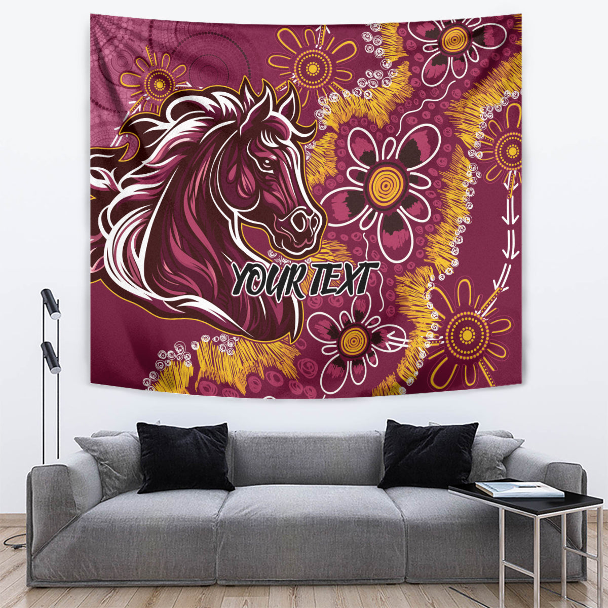 Personalised Broncos NAIDOC Week 2024 Tapestry Aboriginal Fire Burning Sparks