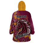Personalised Broncos NAIDOC Week 2024 Wearable Blanket Hoodie Aboriginal Fire Burning Sparks