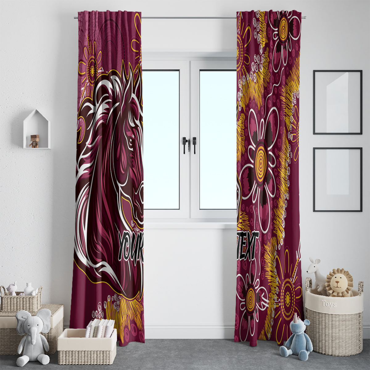 Personalised Broncos NAIDOC Week 2024 Window Curtain Aboriginal Fire Burning Sparks