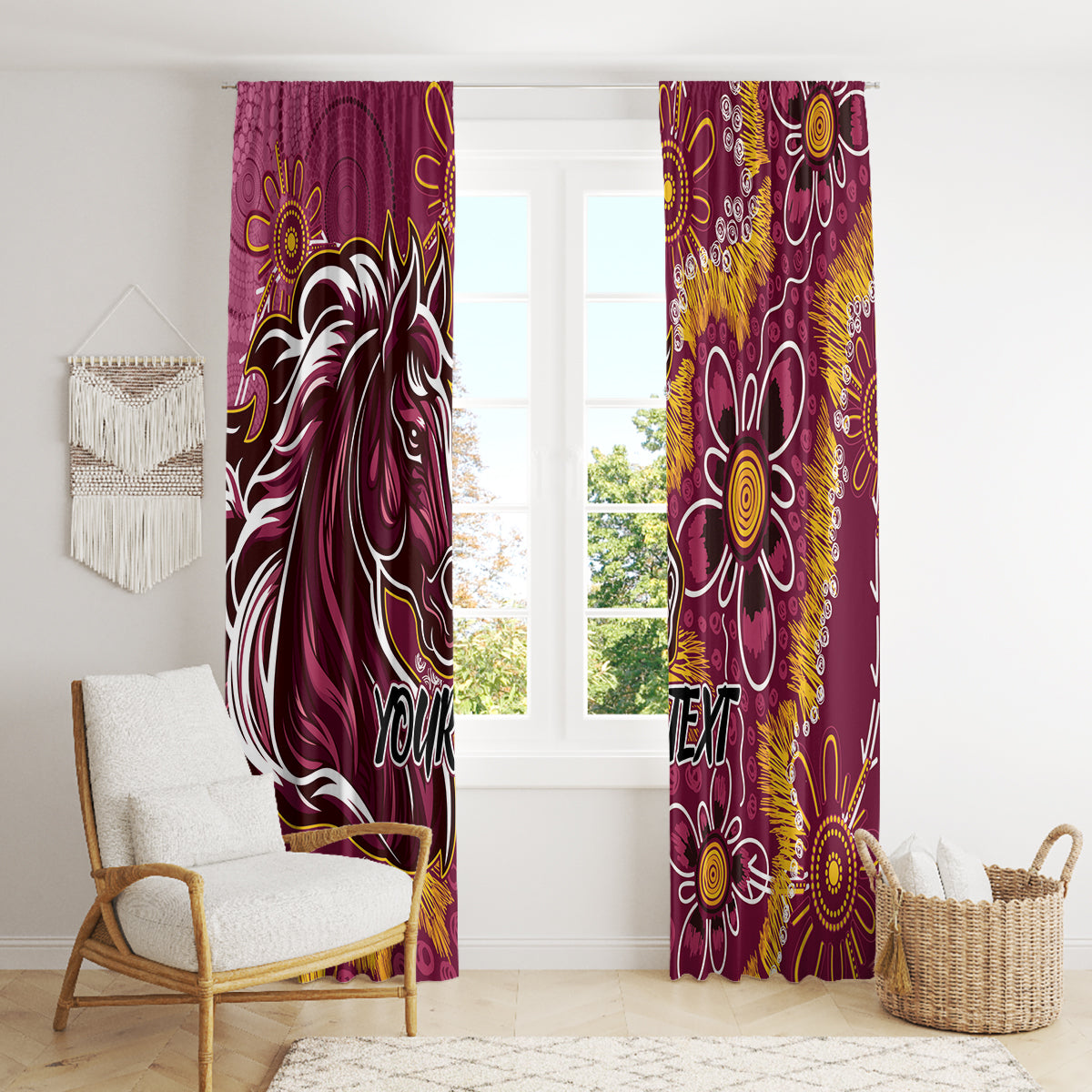 Personalised Broncos NAIDOC Week 2024 Window Curtain Aboriginal Fire Burning Sparks