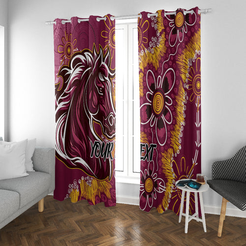 Personalised Broncos NAIDOC Week 2024 Window Curtain Aboriginal Fire Burning Sparks