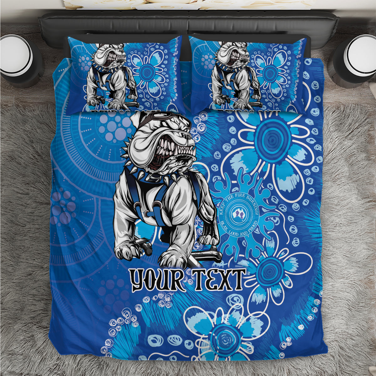 Personalised Bulldogs NAIDOC Week 2024 Bedding Set Aboriginal Fire Burning Sparks