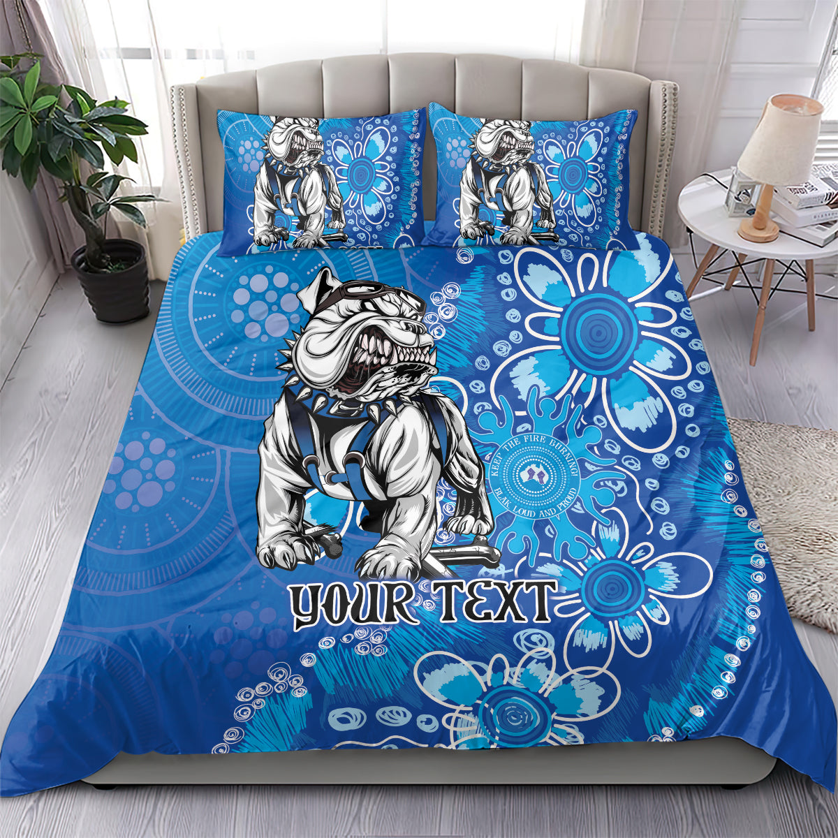 Personalised Bulldogs NAIDOC Week 2024 Bedding Set Aboriginal Fire Burning Sparks