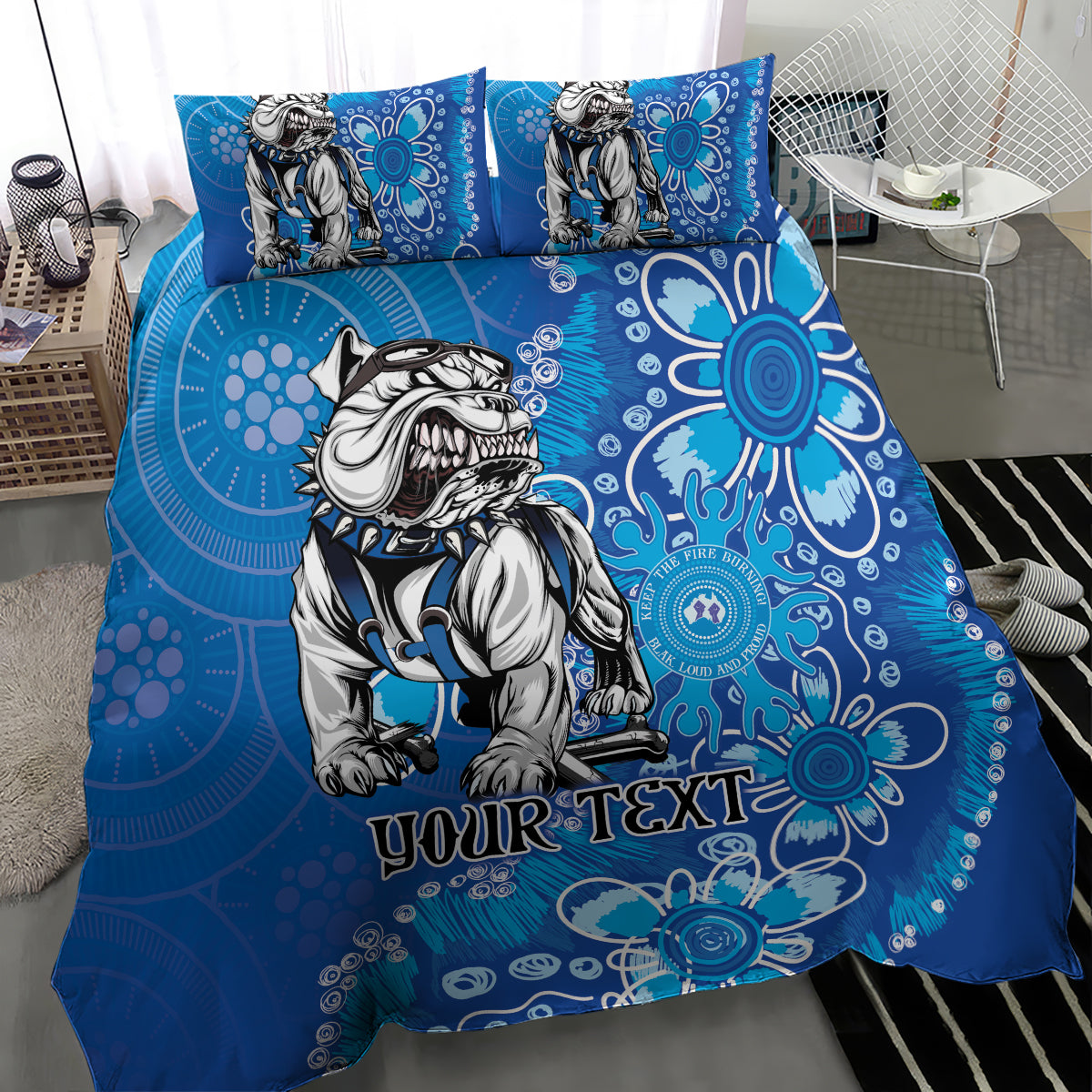 Personalised Bulldogs NAIDOC Week 2024 Bedding Set Aboriginal Fire Burning Sparks