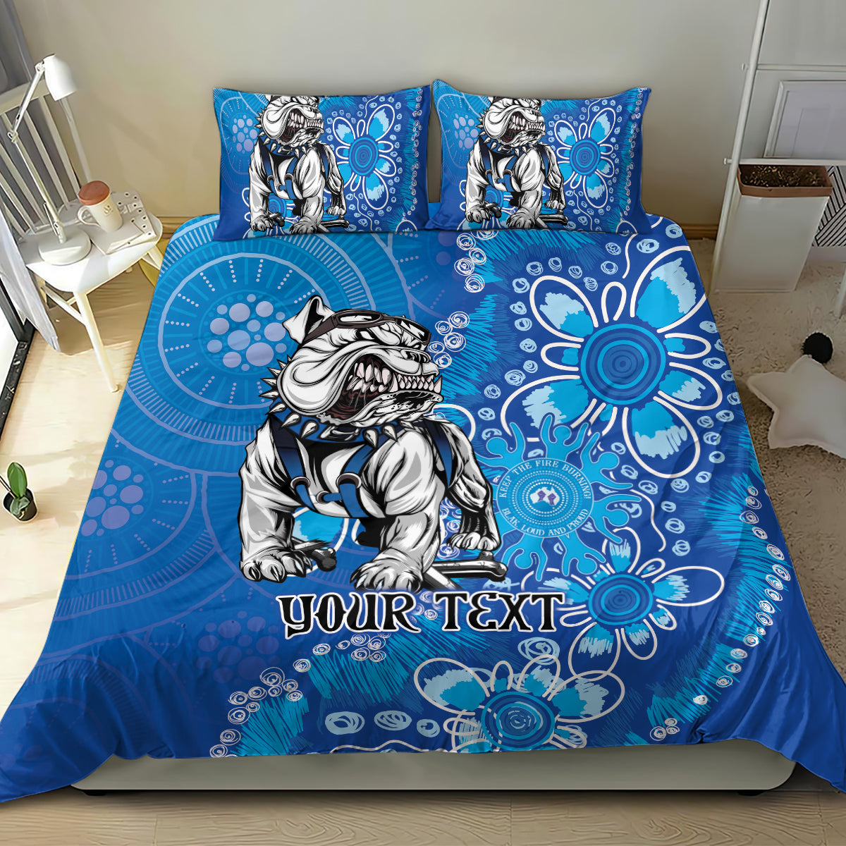 Personalised Bulldogs NAIDOC Week 2024 Bedding Set Aboriginal Fire Burning Sparks