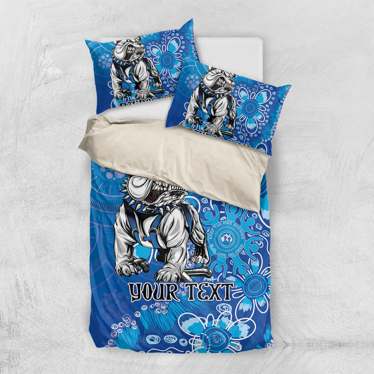 Personalised Bulldogs NAIDOC Week 2024 Bedding Set Aboriginal Fire Burning Sparks