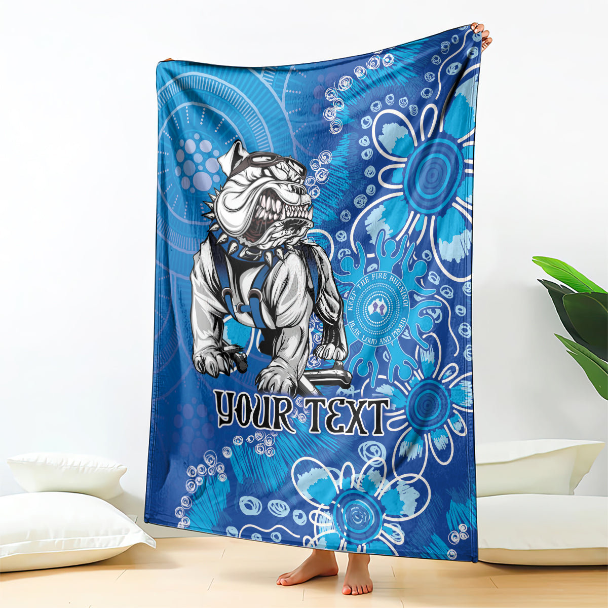 Personalised Bulldogs NAIDOC Week 2024 Blanket Aboriginal Fire Burning Sparks