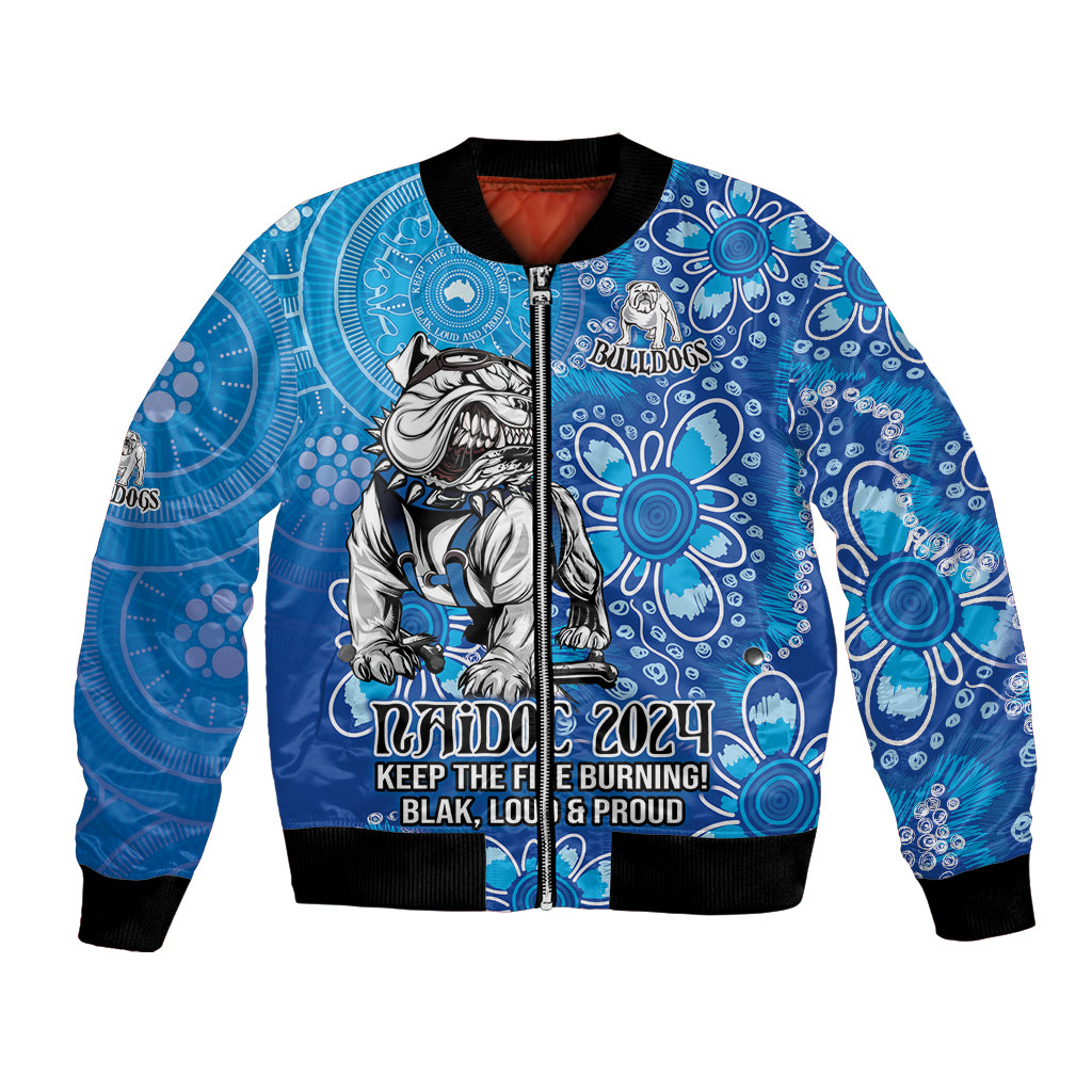 Personalised Bulldogs NAIDOC Week 2024 Bomber Jacket Aboriginal Fire Burning Sparks