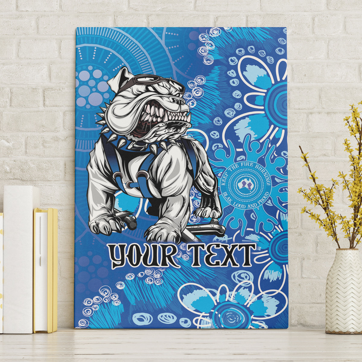 Personalised Bulldogs NAIDOC Week 2024 Canvas Wall Art Aboriginal Fire Burning Sparks