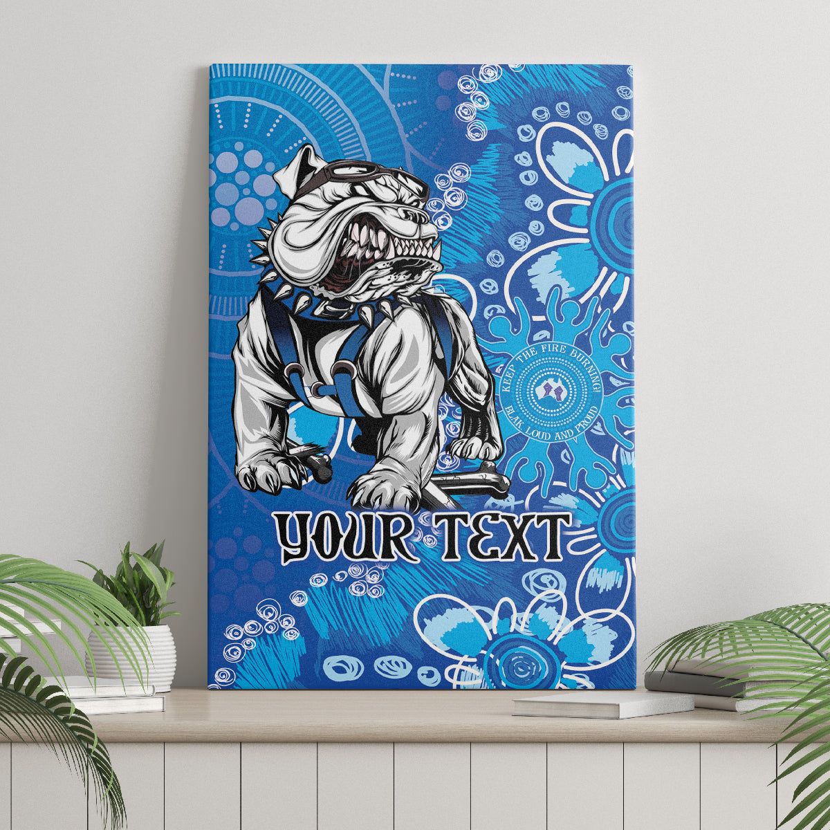 Personalised Bulldogs NAIDOC Week 2024 Canvas Wall Art Aboriginal Fire Burning Sparks