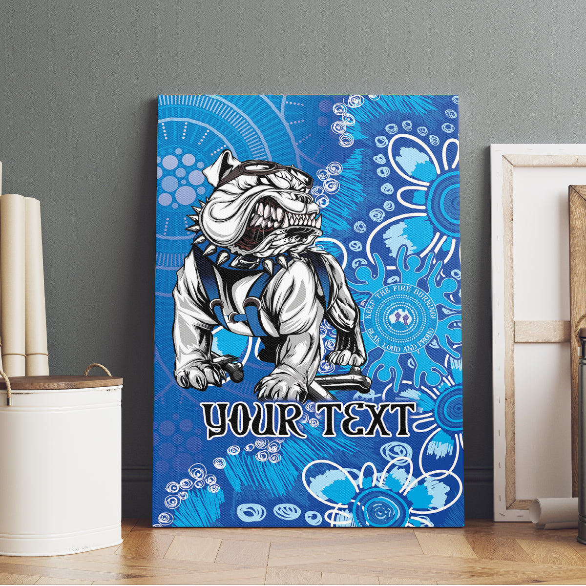 Personalised Bulldogs NAIDOC Week 2024 Canvas Wall Art Aboriginal Fire Burning Sparks