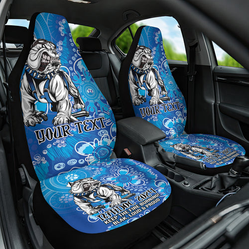 Personalised Bulldogs NAIDOC Week 2024 Car Seat Cover Aboriginal Fire Burning Sparks