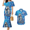 Personalised Bulldogs NAIDOC Week 2024 Couples Matching Mermaid Dress and Hawaiian Shirt Aboriginal Fire Burning Sparks