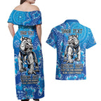 Personalised Bulldogs NAIDOC Week 2024 Couples Matching Off Shoulder Maxi Dress and Hawaiian Shirt Aboriginal Fire Burning Sparks