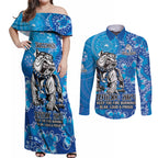 Personalised Bulldogs NAIDOC Week 2024 Couples Matching Off Shoulder Maxi Dress and Long Sleeve Button Shirt Aboriginal Fire Burning Sparks