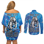 Personalised Bulldogs NAIDOC Week 2024 Couples Matching Off Shoulder Short Dress and Long Sleeve Button Shirt Aboriginal Fire Burning Sparks