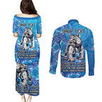 Personalised Bulldogs NAIDOC Week 2024 Couples Matching Puletasi and Long Sleeve Button Shirt Aboriginal Fire Burning Sparks