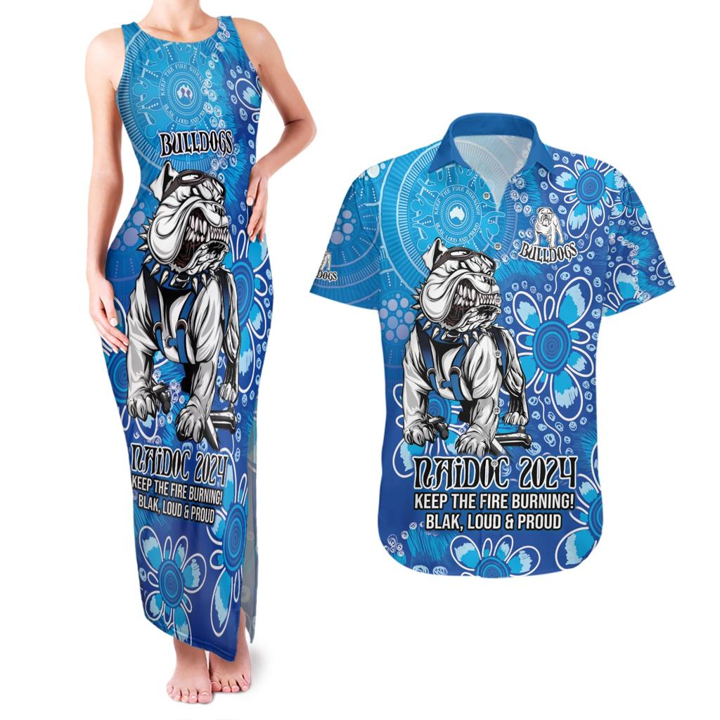 Personalised Bulldogs NAIDOC Week 2024 Couples Matching Tank Maxi Dress and Hawaiian Shirt Aboriginal Fire Burning Sparks
