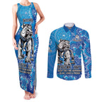 Personalised Bulldogs NAIDOC Week 2024 Couples Matching Tank Maxi Dress and Long Sleeve Button Shirt Aboriginal Fire Burning Sparks