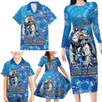 Personalised Bulldogs NAIDOC Week 2024 Family Matching Long Sleeve Bodycon Dress and Hawaiian Shirt Aboriginal Fire Burning Sparks