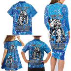 Personalised Bulldogs NAIDOC Week 2024 Family Matching Long Sleeve Bodycon Dress and Hawaiian Shirt Aboriginal Fire Burning Sparks